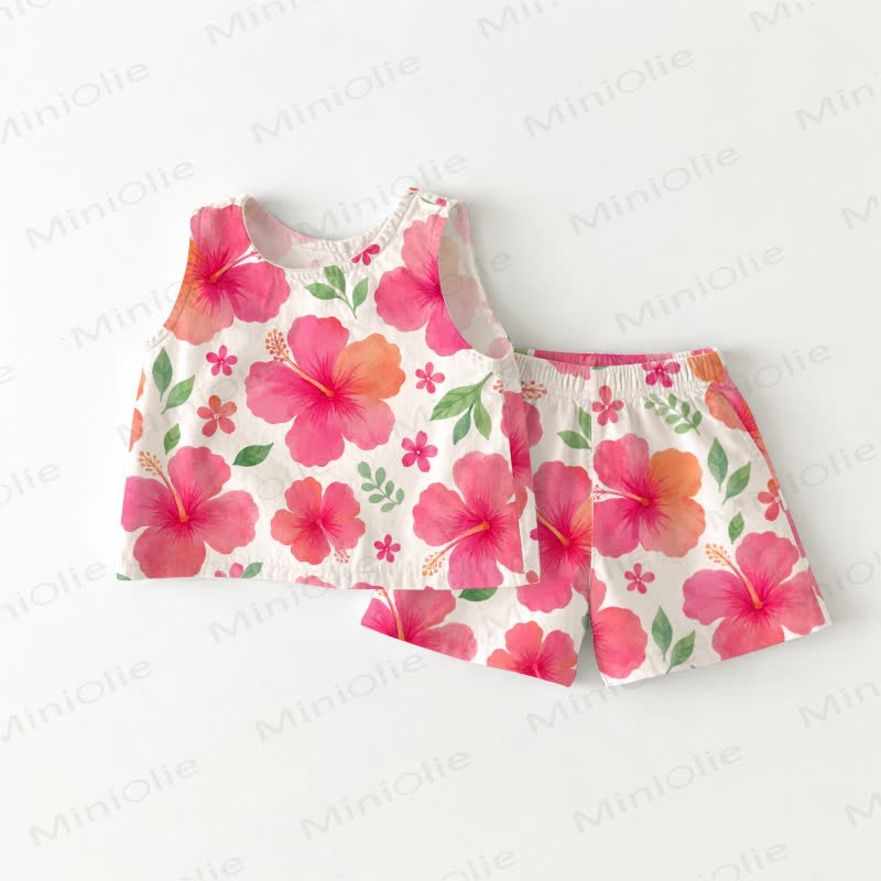 Baby Toddler White Hibiscus Floral Sleeveless 2-piece Set - White - 3-4T - image 1