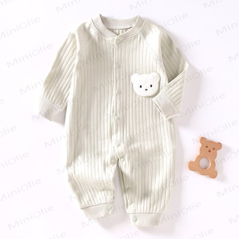  Baby Bear Patch Simple Soft Romper - Green - 12-24M - image 9