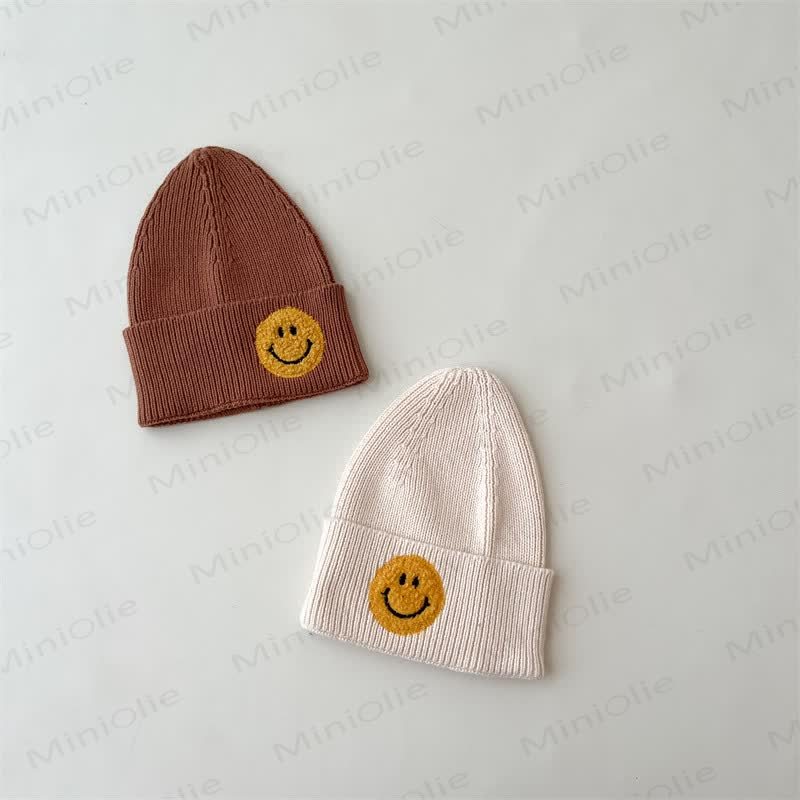 Baby Embroidered Smile Face Beanie - image 4