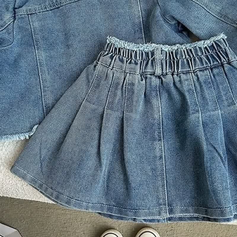 Toddler Denim Frayed Jacket and Skirt 2-piece Set - image 6