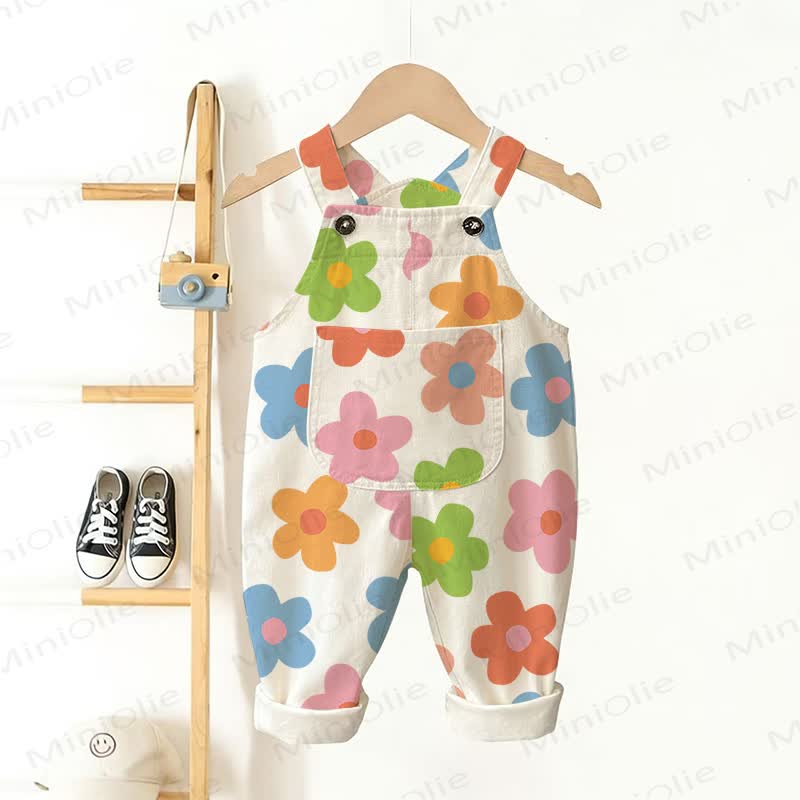 Baby Toddler Flower White Overalls - White - 3-5T - image 1