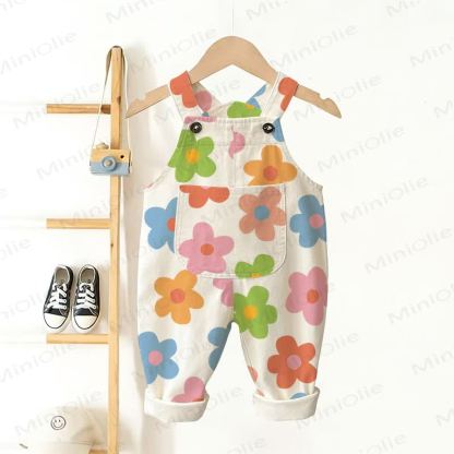 Baby Toddler Flower White Overalls - White - 3-5T - image 1