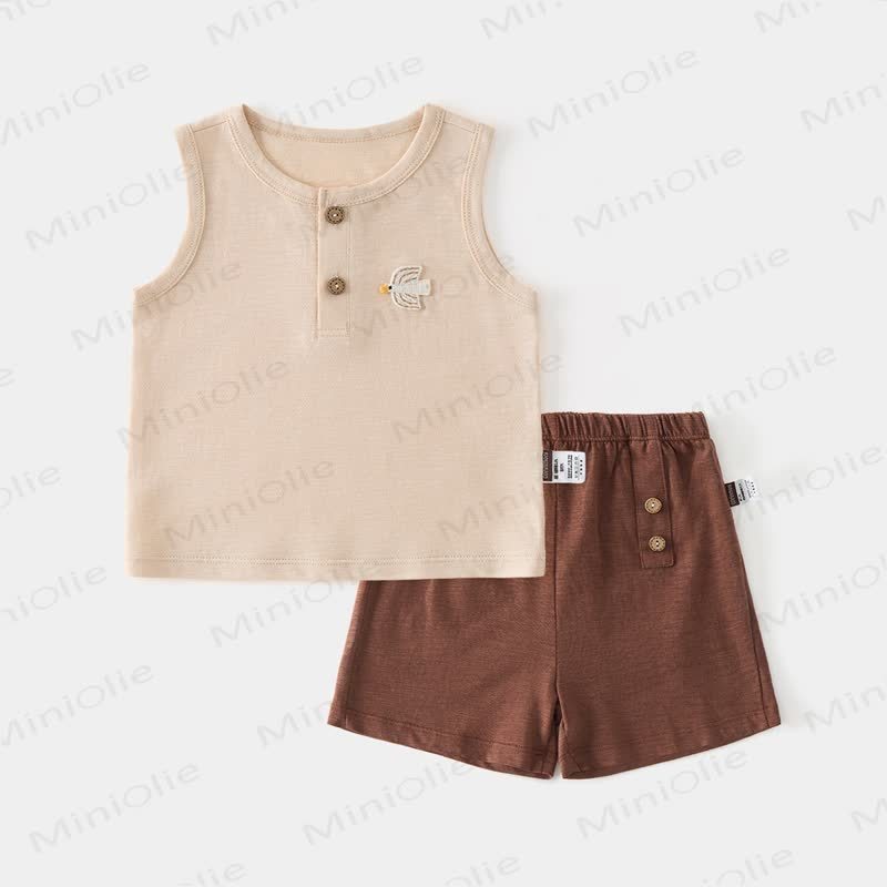 Baby Toddler Animal Applique Sleeveless Top and Shorts 2-piece Set - Brown - 3-4T - image 4