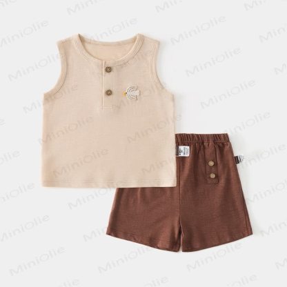 Baby Toddler Animal Applique Sleeveless Top and Shorts 2-piece Set - Brown - 3-4T - image 4