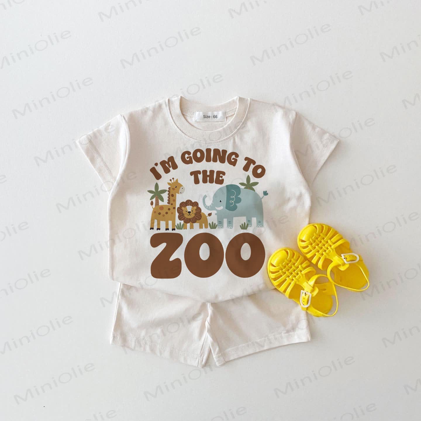 I'M GOING TO THE ZOO Baby White Tee and Shorts 2-piece Set - White - 18-24M - image 1