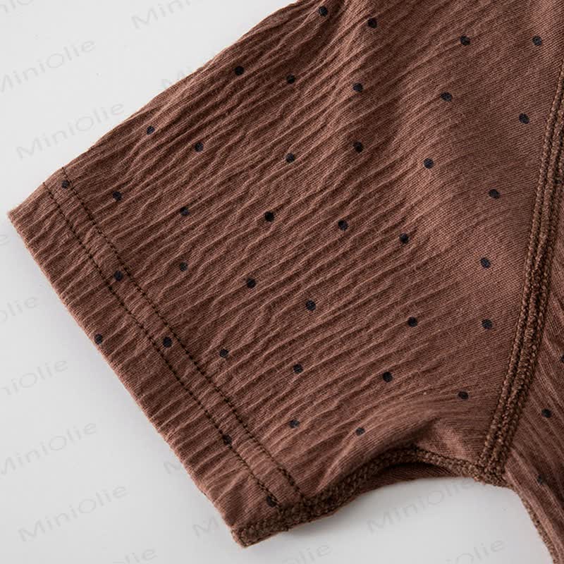 Baby Dot/Bear Front Placket Button Romper - image 8