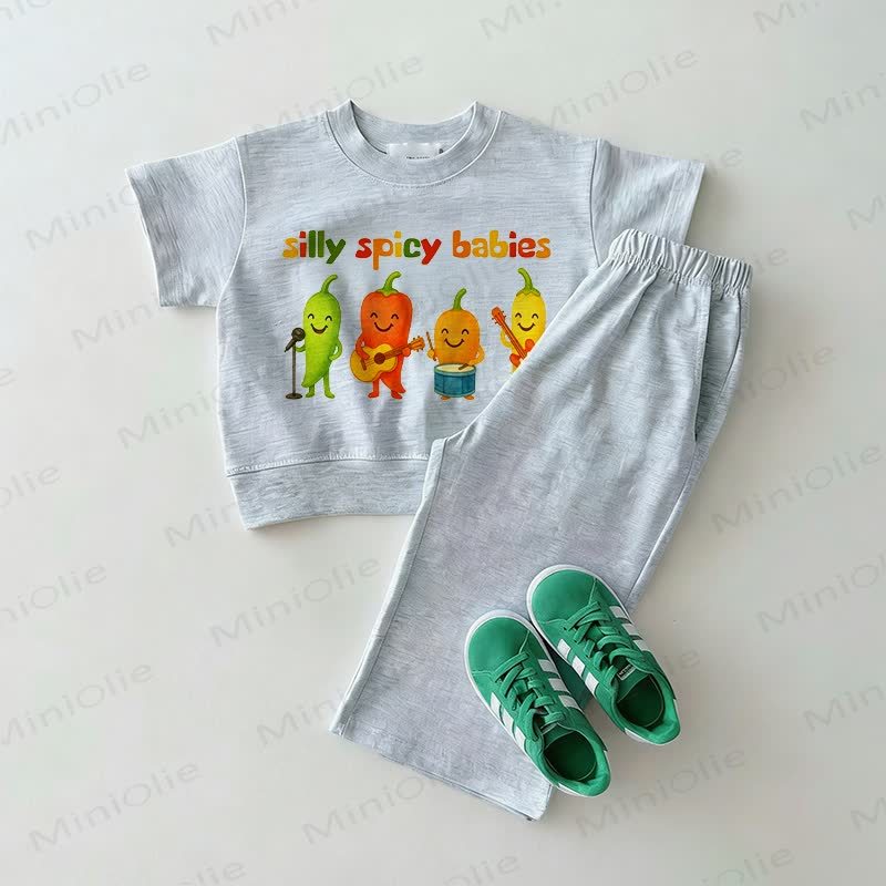 SILLY SPICY BABIES Toddler 2-piece Gray Set - Light Gray - 5-7T - image 1