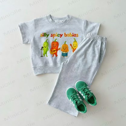 SILLY SPICY BABIES Toddler 2-piece Gray Set - Light Gray - 5-7T - image 1