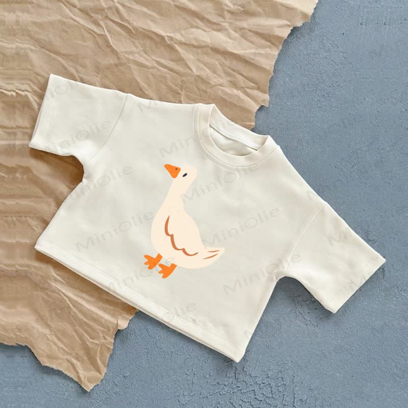Baby Goose White Summer Casual T-Shirt - White - 2-3T - image 1