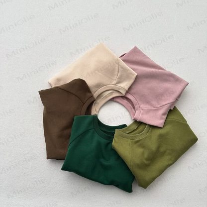 Toddler Solid Color Round Collar Casual Sweatshirt  - image 3