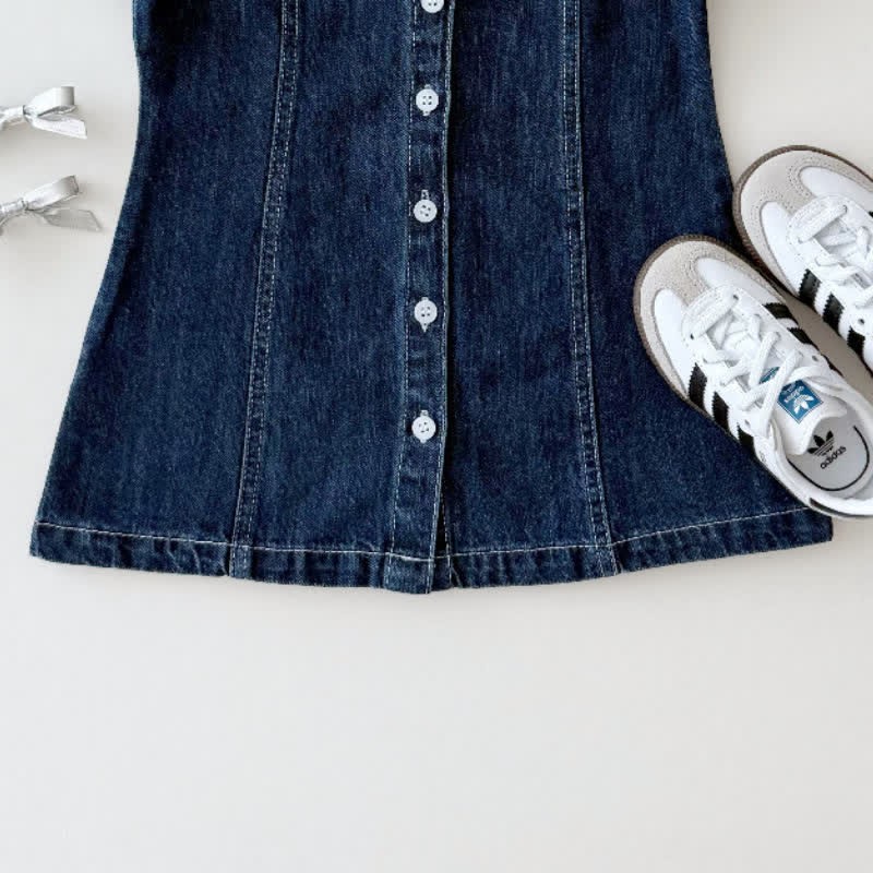Toddler Denim Button Polo Dress - image 7
