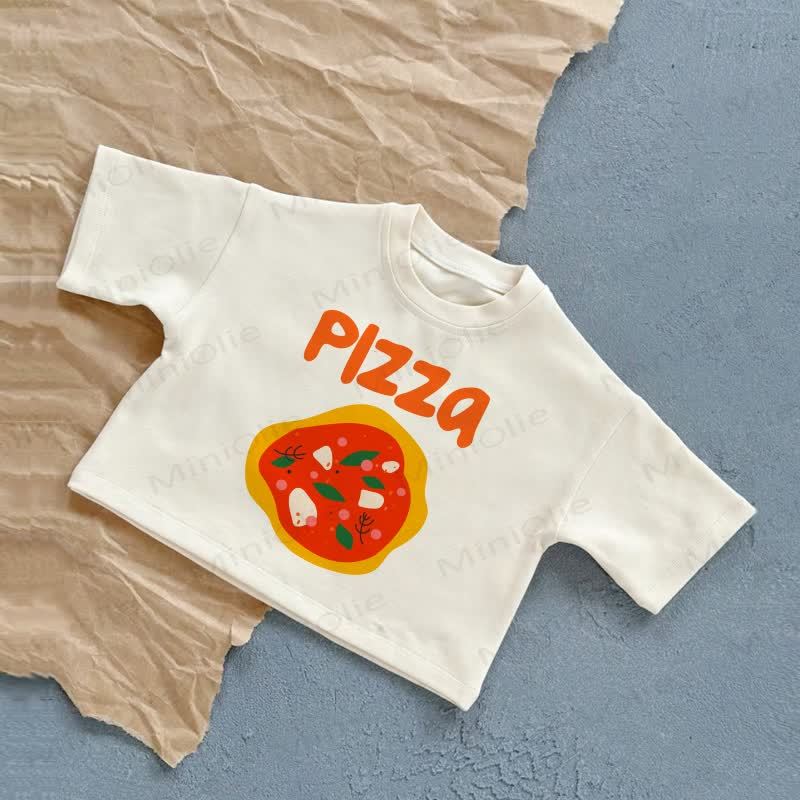 PIZZA Baby Slogan White Summer Casual T-Shirt - White - 2-3T - image 1