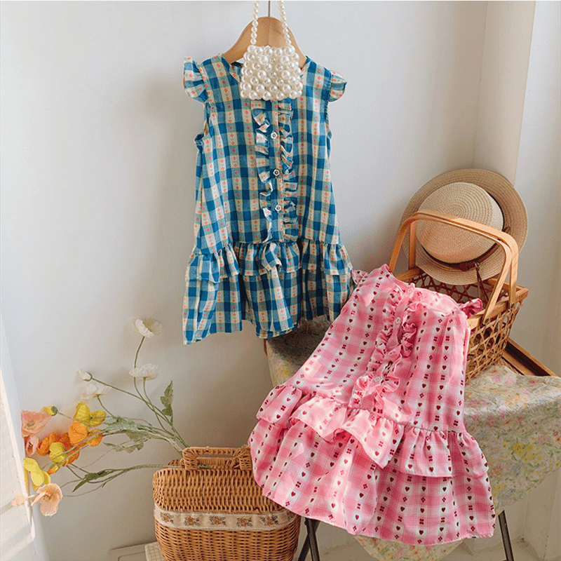 Toddler Heart Flower Plaid Ruffled Dress - image 5