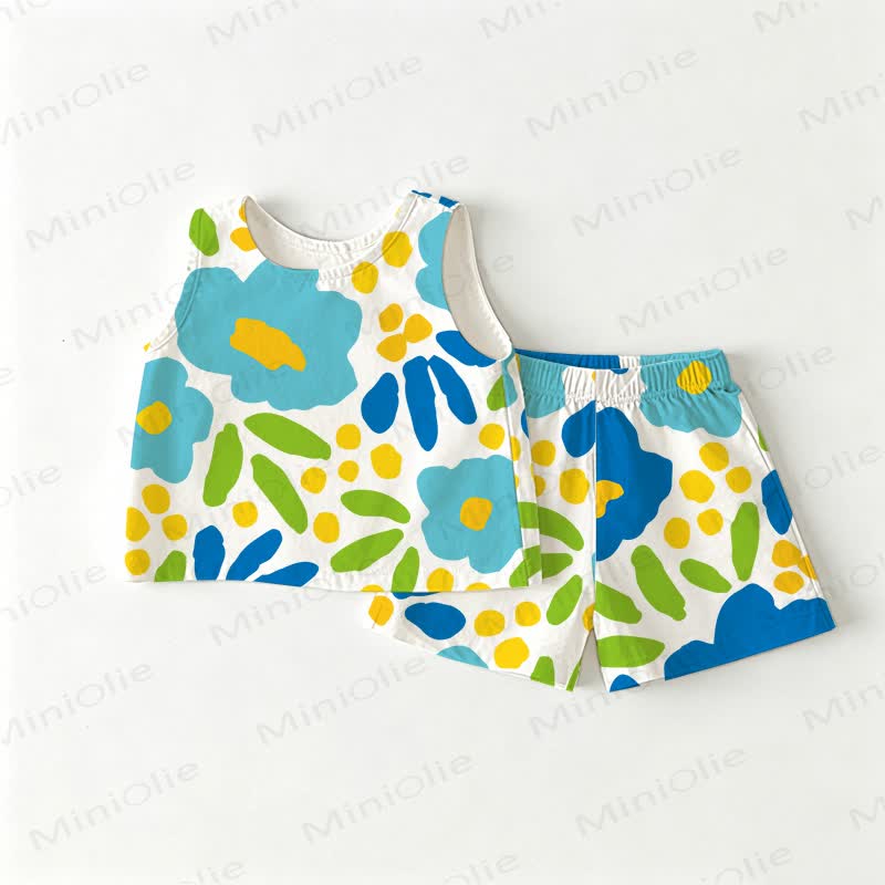 Baby Toddler Floral Short-Sleeve Set - White - 3-4T - image 1