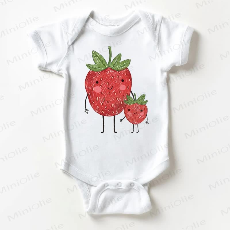 Baby Smiling Strawberry White Bodysuit - White - 18-24M - image 1