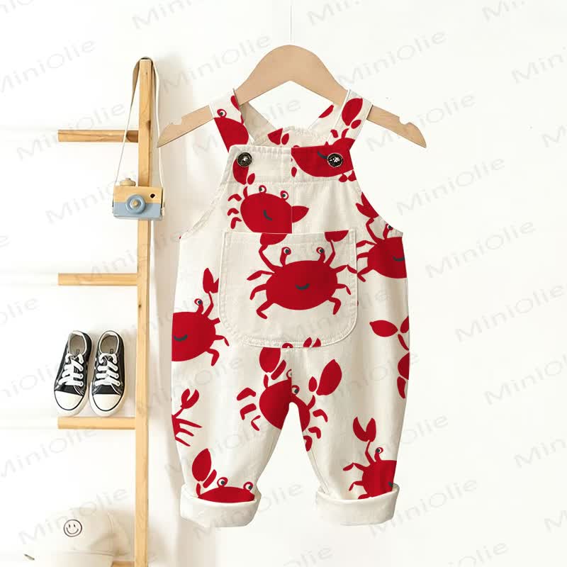 Baby Toddler Cute Crab Overalls  - White - 3-5T - image 1
