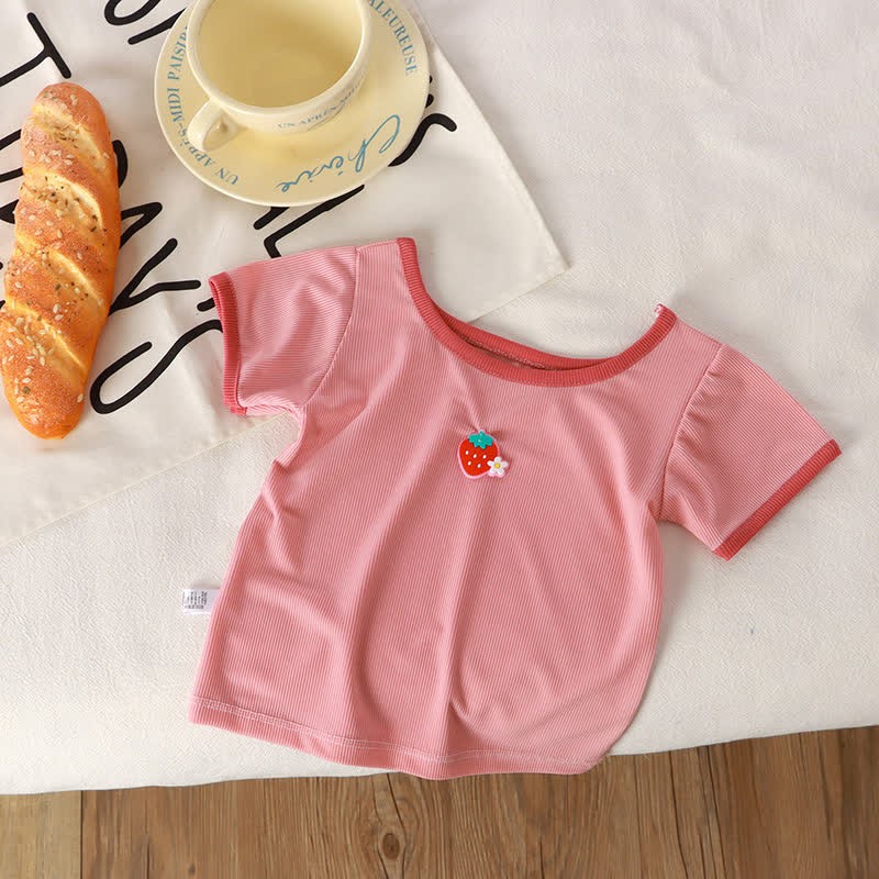 Toddler Girl Square Neck Striped T-Shirt - Red - 8Y - image 4