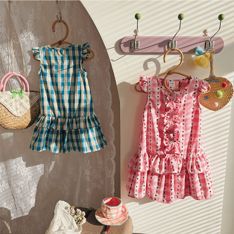 Toddler Heart Flower Plaid Ruffled Dress - image 4