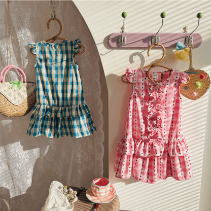 Toddler Heart Flower Plaid Ruffled Dress - image 4