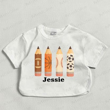 Customized Pencils Baby Personalize Your Name White T-shirt - White - 18-24M - image 1