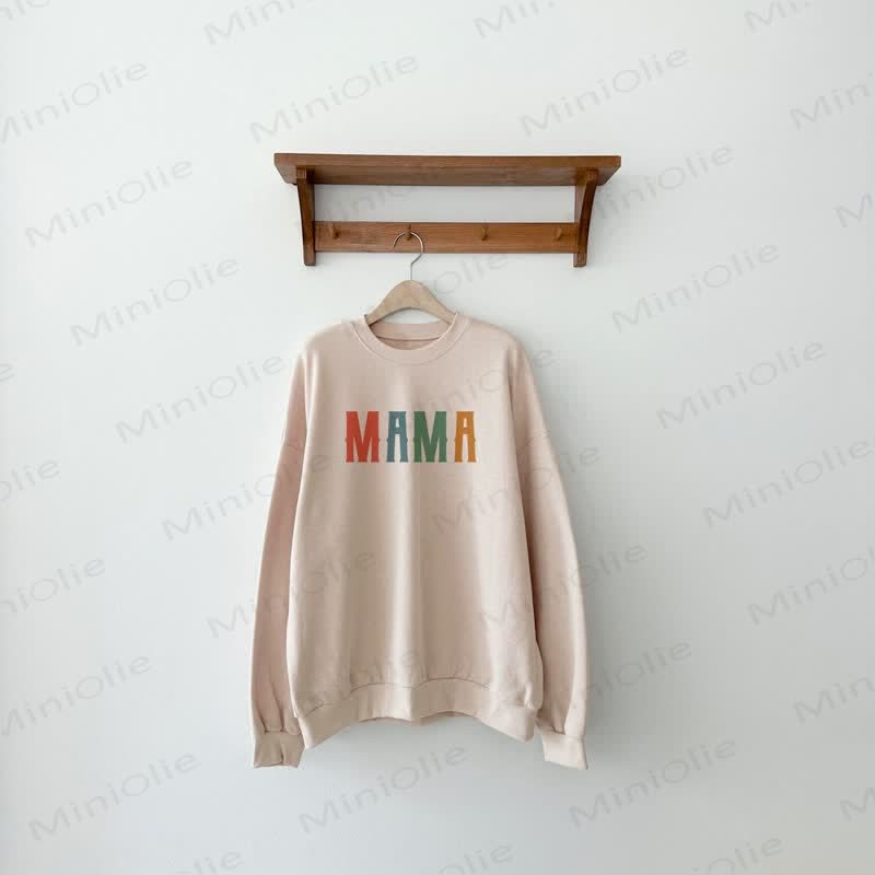 MAMA/MAMA'S BESTIE Mommy and Me Sweatshirt/Set - Beige - Mom Sweatshirt: XL - image 3