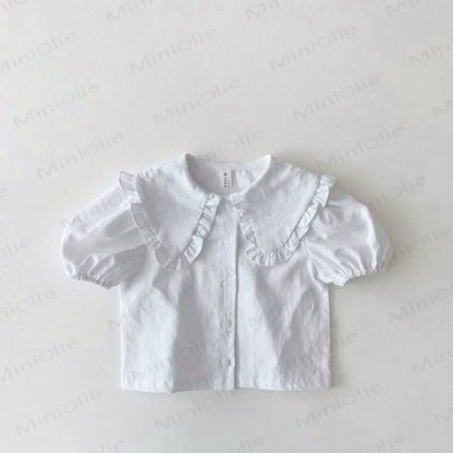 Baby Toddler Girl Plaid Lapel Shirt Top - White - 5-7T - image 3