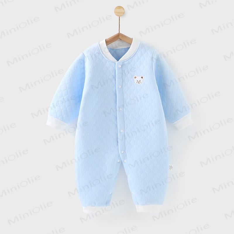 Baby Bear Quilted Contrast Color Romper - Blue - 18-24M - image 15