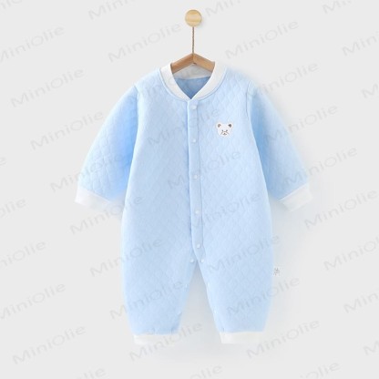 Baby Bear Quilted Contrast Color Romper - Blue - 18-24M - image 15