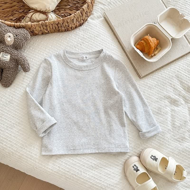 Kid Solid Color Base Layer Soft T-Shirt - Grey - 12Y - image 17
