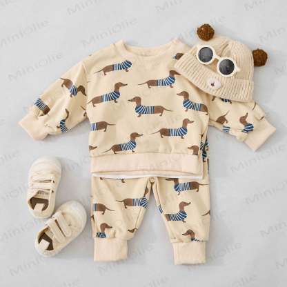 Baby Dachshund 2-piece Beige Set - image 5