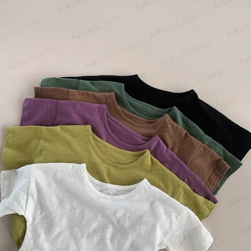 Toddler Solid Color Retro Soft T-shirt - image 6