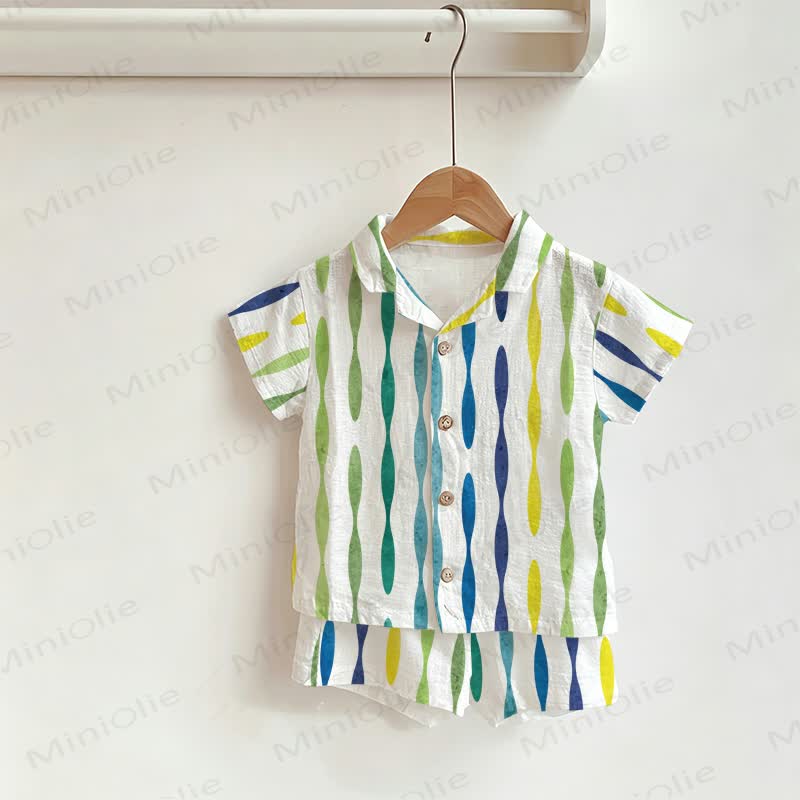 Baby Toddler Striped Shirt and Shorts 2-piece Set - White - 3-5T - image 1
