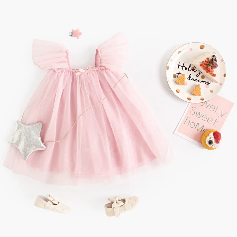 Baby Toddler Solid Color Tulle Bow Dress - image 2