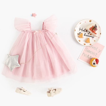 Baby Toddler Solid Color Tulle Bow Dress - image 2