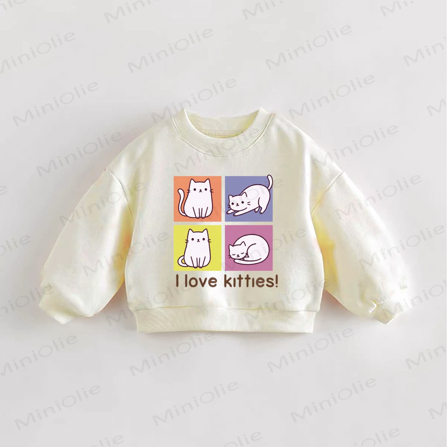 I LOVE KITTIES! Baby Toddler Cream Sweatshirt - Cream - 3-5T - image 1