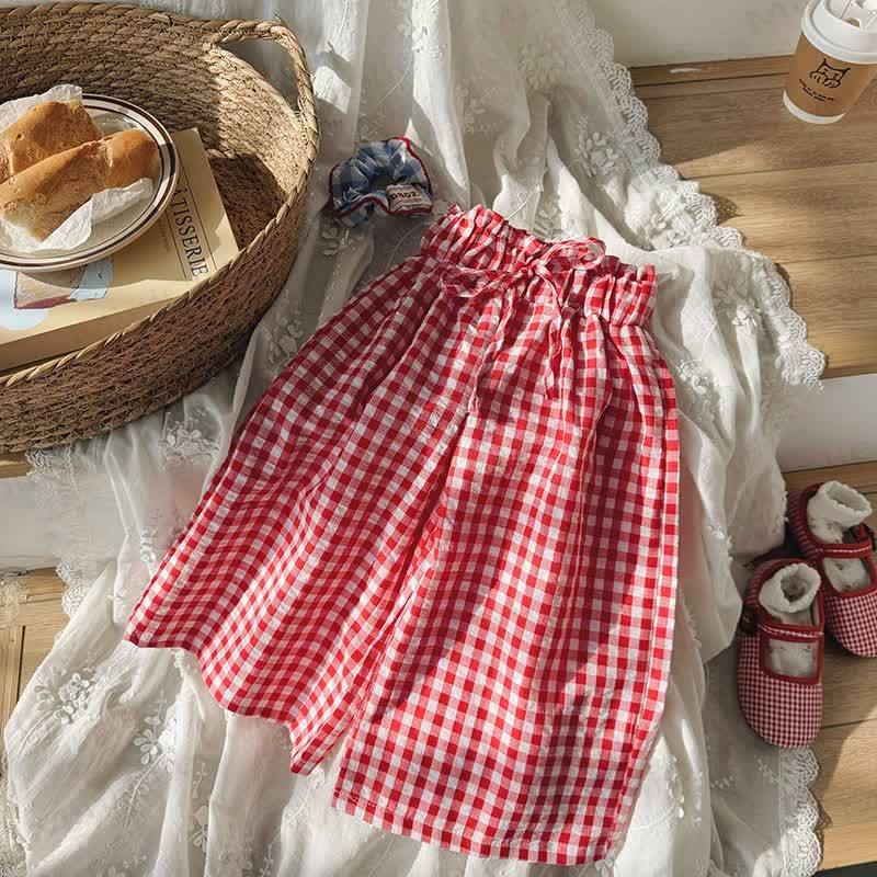 Toddler Girl Loose Plaid Soft Pants - Red - 8-9T - image 10