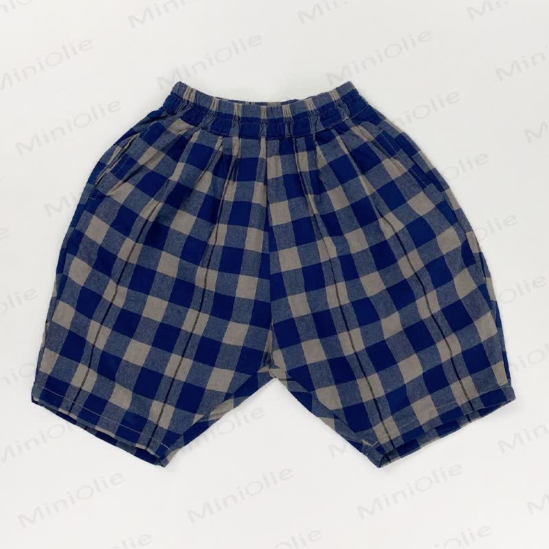 Toddler Cotton Plaid Shorts - Blue - 6-7T - image 5