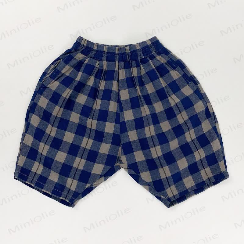 Toddler Cotton Plaid Shorts - Blue - 6-7T - image 5