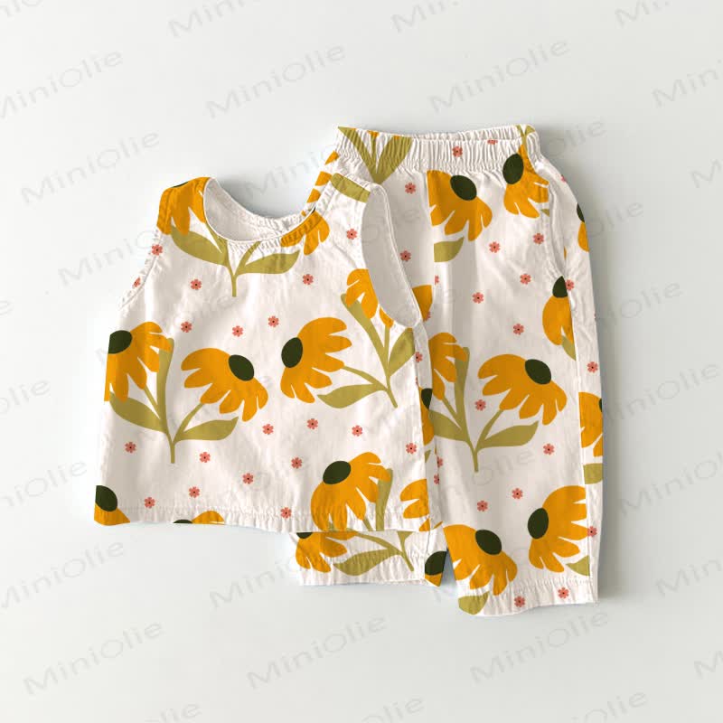 Baby Toddler Girl Sunflower Sleeveless 2-piece Set - White - 3-4T - image 1