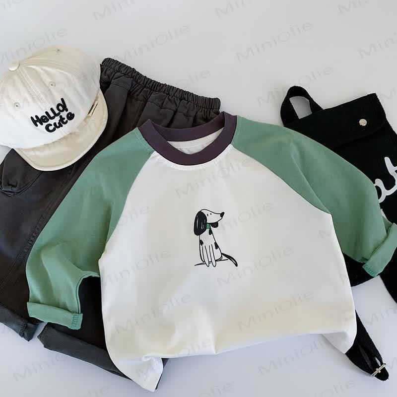 Kid Dalmatian Dog Raglan T-Shirt - Green - 8Y - image 11