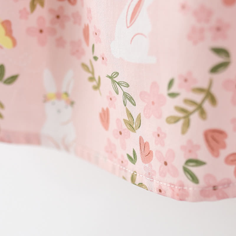 Baby Toddler Girl Pink Floral Bunny Peter Pan Collar Sleeveless Dress - image 7