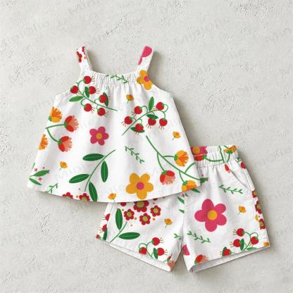 Baby Toddler White Flower Strap Top and Shorts 2-piece Set - White - 3-5T - image 1