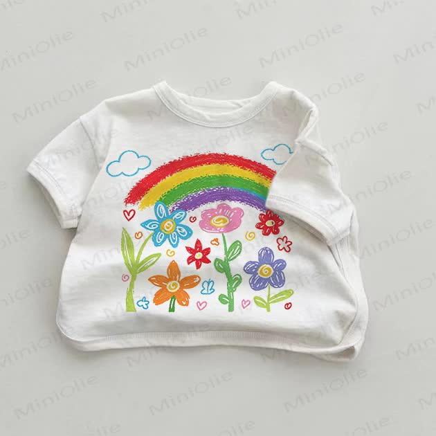 Baby Rainbow Flower White T-shirt - White - 18-24M - image 1