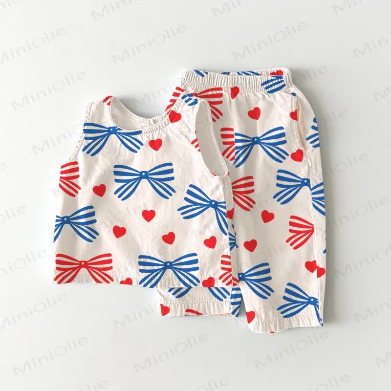 Baby Toddler Girl Bowknot White Sleeveless 2-piece Set - White - 3-4T - image 1