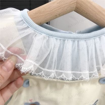 HAPPY Toddler Kid Girl Bow Plaid Love Cat Beige Dress & Blue Top - image 6