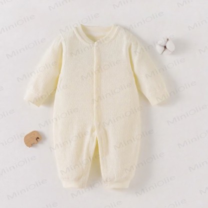 Baby Animal Print Textured Long Sleeve Snap Front Romper - Yellow - 18-24M - image 4