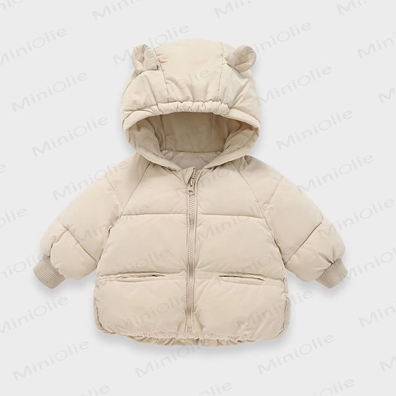 Baby Toddler Solid Color Hooded Outerwear - Cream - 5-7T - image 4