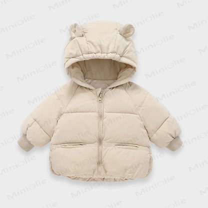 Baby Toddler Solid Color Hooded Outerwear - Cream - 5-7T - image 4