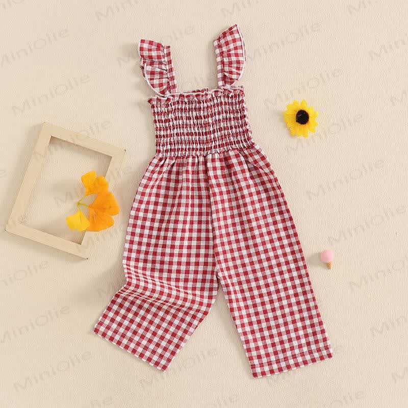 Baby Toddler Plaid Flutter Sleeves Romper - image 7
