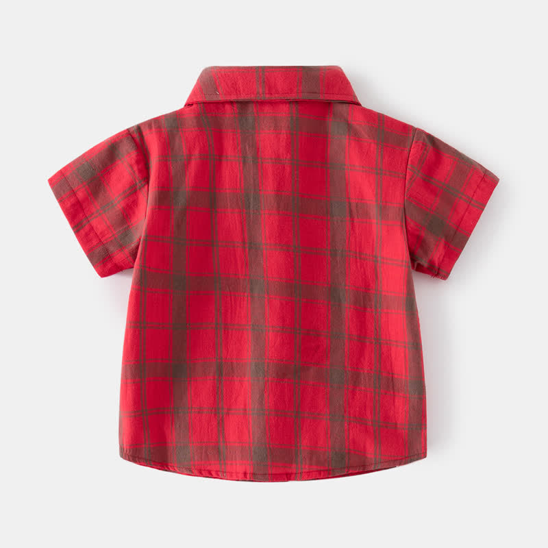 Kid Boy Plaid Short-sleeve Shirt Top - image 4